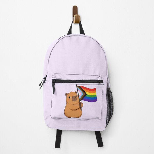 Item preview, Cute Capybara Holding Progress Pride Flag designed and sold by SweetLilith.