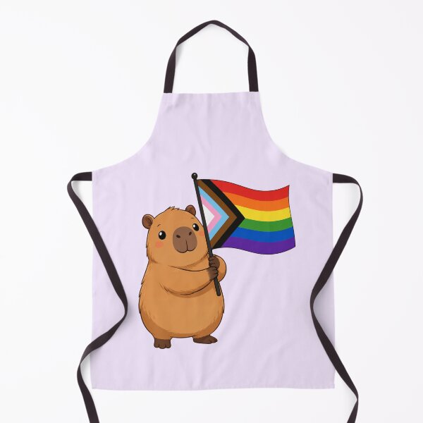 Item preview, Cute Capybara Holding Progress Pride Flag designed and sold by SweetLilith.