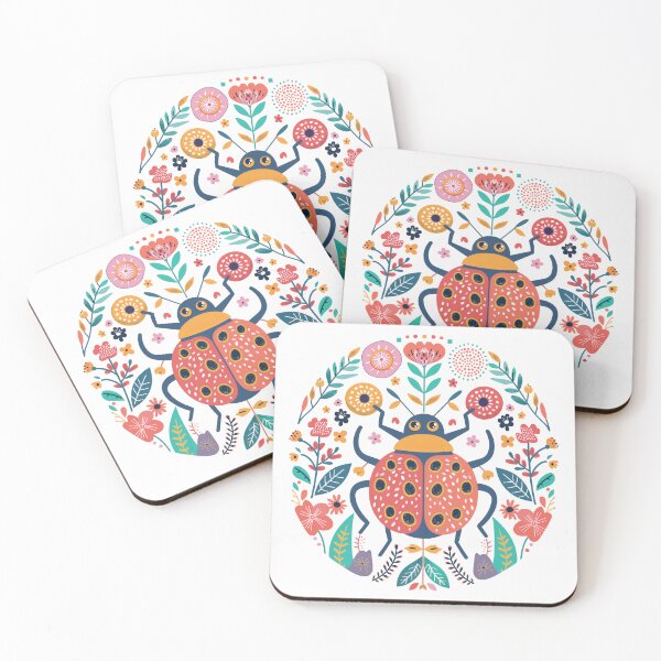 Item preview, Scandinavian Folk Art, Ladybug With Flowers designed and sold by xiao xuans.