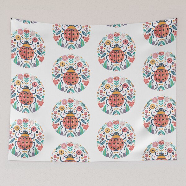 Item preview, Scandinavian Folk Art, Ladybug With Flowers designed and sold by xiao xuans.