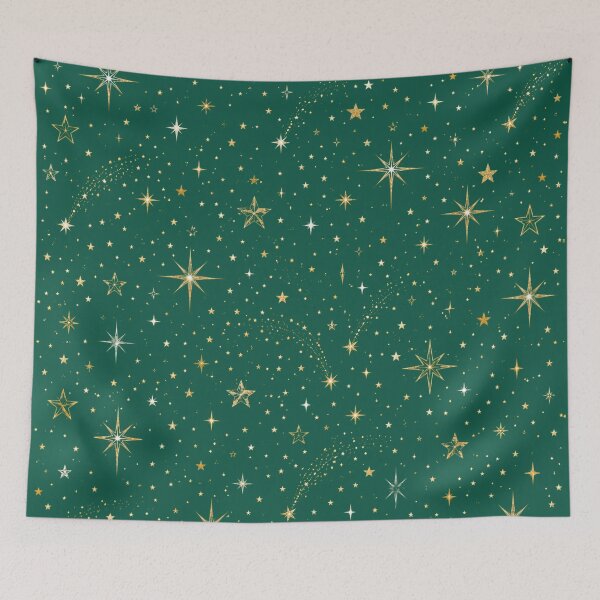 Item preview, Luxury Christmas Star Pattern | Emerald Green & Gold Holiday Wrapping Paper designed and sold by astersgraphics.