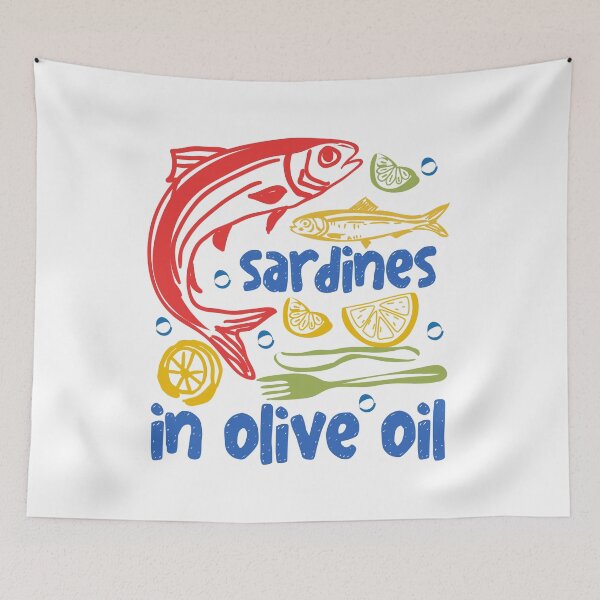 Item preview, Sardines In Olive Oil Mediterranean Food Art designed and sold by CleanDecor.