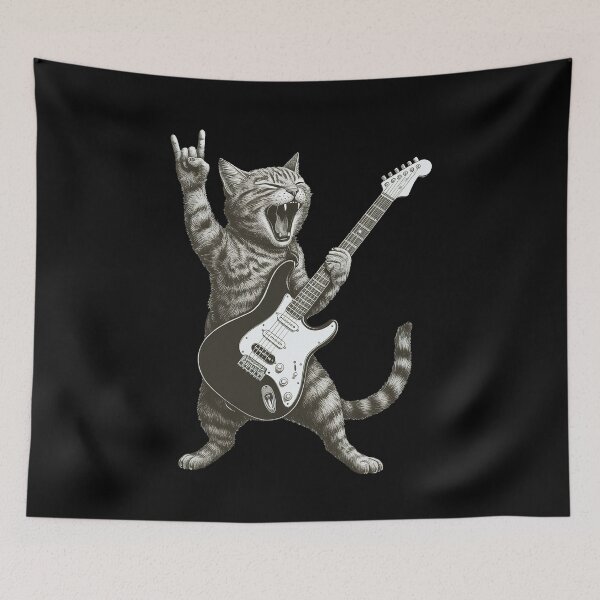 Item preview, Cat Playing Guitar Vintage designed and sold by charoen-design.
