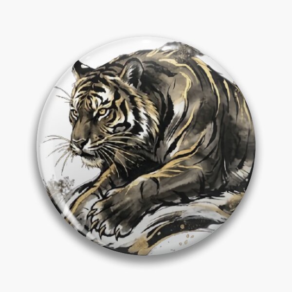 Item preview, Golden Spirit Tiger: Modern Zen Ink Art designed and sold by SOOstudio73.