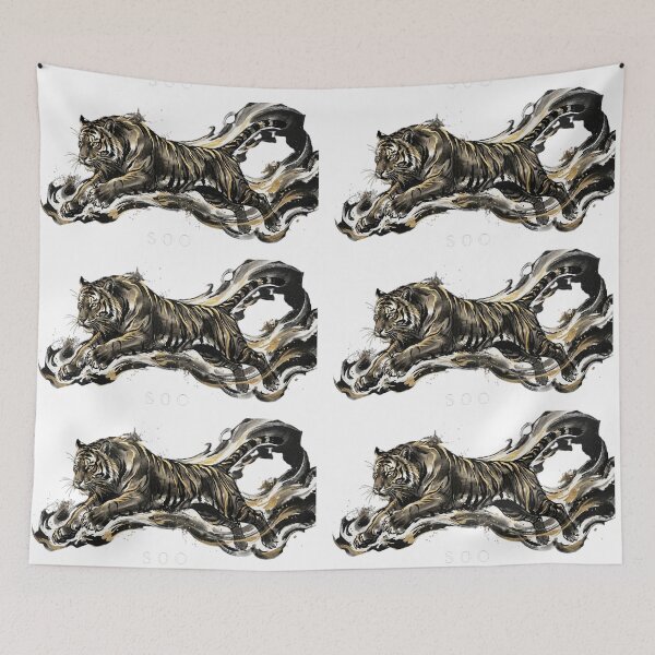 Item preview, Golden Spirit Tiger: Modern Zen Ink Art designed and sold by SOOstudio73.