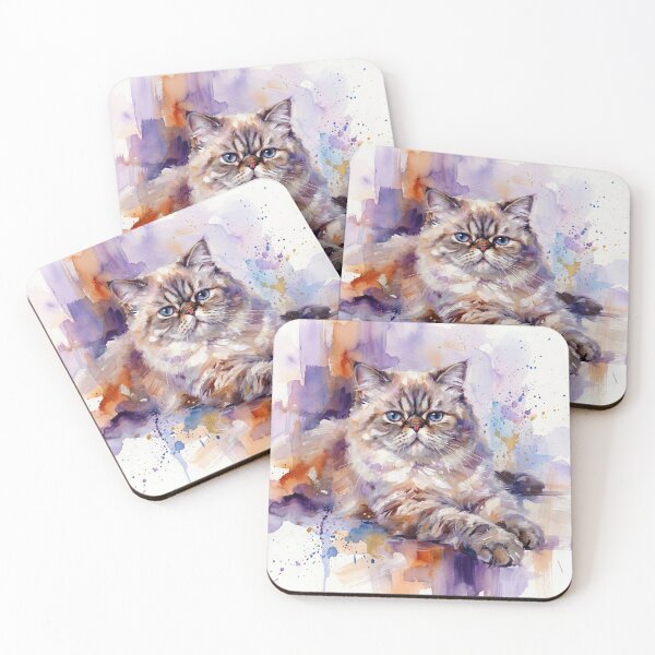 Item preview, Artistic Watercolor Portrait of a Fluffy Cat designed and sold by Paolo-Bandal.