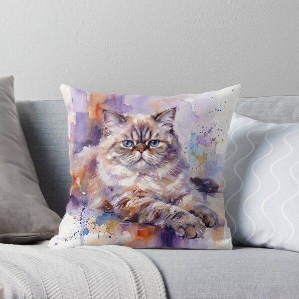 Item preview, Artistic Watercolor Portrait of a Fluffy Cat designed and sold by Paolo-Bandal.