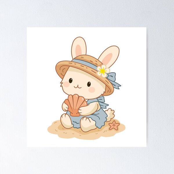 Item preview, Cute Bunny Holding Shell on Beach designed and sold by Anne97s.