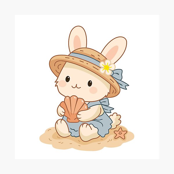 Item preview, Cute Bunny Holding Shell on Beach designed and sold by Anne97s.