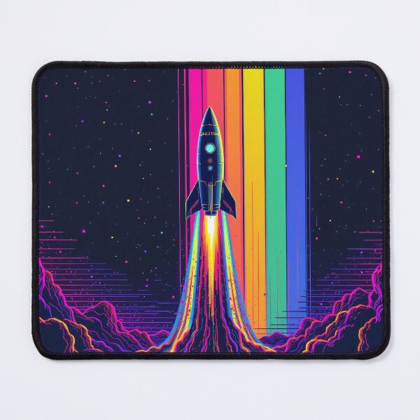 Item preview, Rainbow Rocket Launch - Colorful Cosmic Space designed and sold by dosuki Store.
