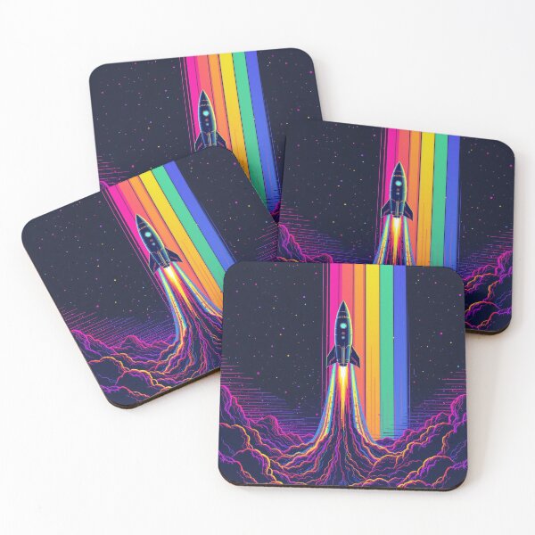 Item preview, Rainbow Rocket Launch - Colorful Cosmic Space designed and sold by dosuki Store.