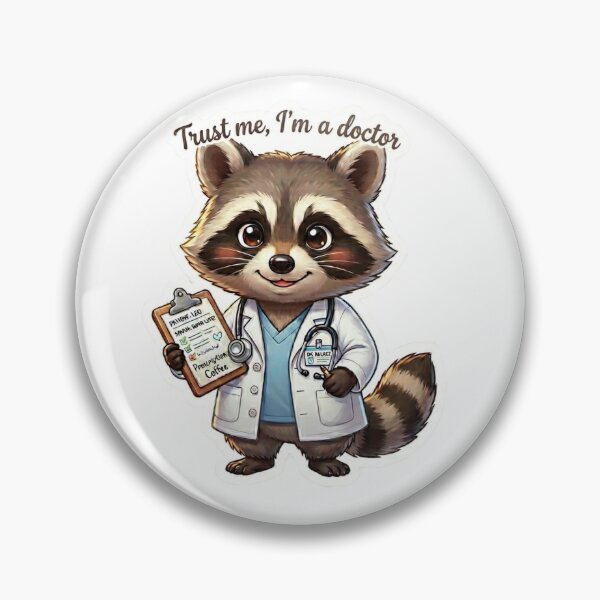 Item preview, Cute Raccoon Doctor with Coffee Prescription Sticker designed and sold by NadinGerasi.