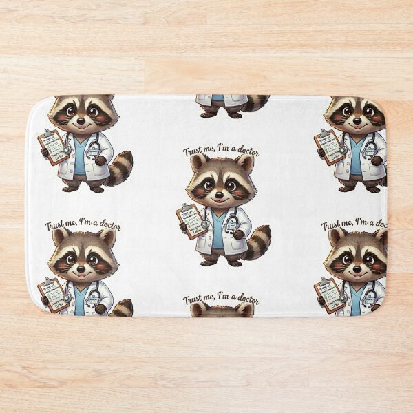 Item preview, Cute Raccoon Doctor with Coffee Prescription Sticker designed and sold by NadinGerasi.
