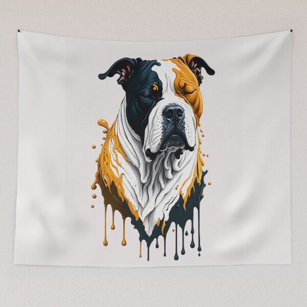 Item preview, American Bulldog Paint Drip Art Sticker | Colorful Dog Portrait | Modern Graffiti Pet Design designed and sold by designerr23 ⭐⭐⭐⭐⭐.