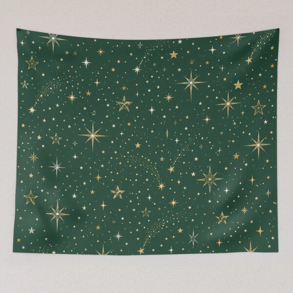 Item preview, Luxury Christmas Star Pattern | Emerald Green & Gold Holiday Wrapping Paper designed and sold by astersgraphics.