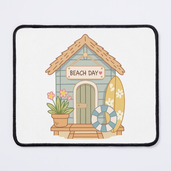 Item preview, Pastel Beach Shack with Surfboard designed and sold by Anne97s.