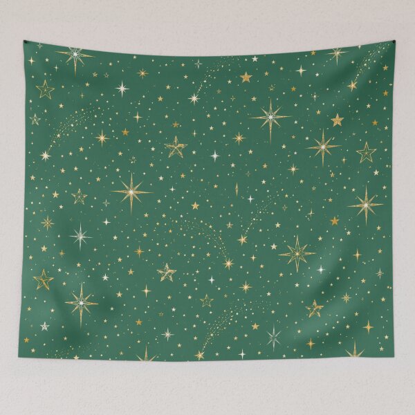 Item preview, Luxury Christmas Star Pattern | Emerald Green & Gold Holiday Wrapping Paper designed and sold by astersgraphics.