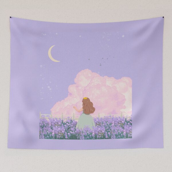 Item preview, Vintage Princess Lavender Field Dreamy Pastel Moon Landscape designed and sold by Rehnair.