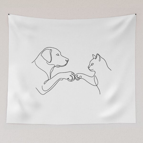 Item preview, Minimalist Dog and Cat Fist Bump Art designed and sold by AbeeRedB.