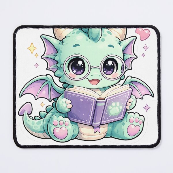 Item preview, Cute Baby Dragon Reading a Book designed and sold by PixelMood Stickers.