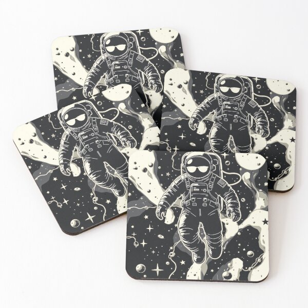 Item preview, Astronaut in Space - Comic Style Black and White designed and sold by dosuki Store.