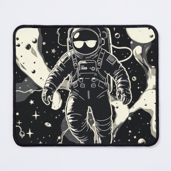 Item preview, Astronaut in Space - Comic Style Black and White designed and sold by dosuki Store.