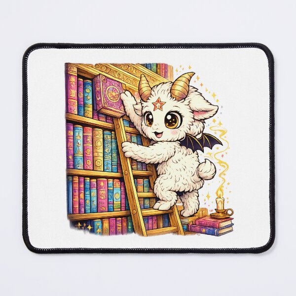 Item preview, Cute Baphomet Librarian – Magical Bookworm Fantasy Art designed and sold by NightSpell.