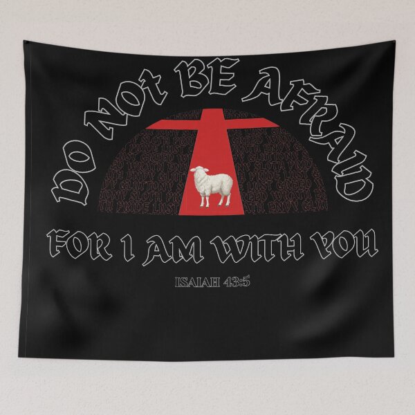 Item preview,  Do Not Be Afraid Isaiah 43:5 Christian Lamb Cross Graphic (dark) designed and sold by JEVANStudio.