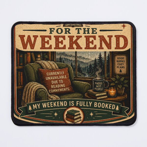 Item preview, Booked For The Weekend – Retro Reading Introvert Book Lover Design designed and sold by MotylekAnia.