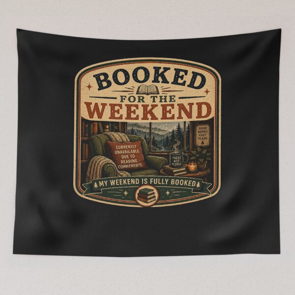 Item preview, Booked For The Weekend – Retro Reading Introvert Book Lover Design designed and sold by MotylekAnia.