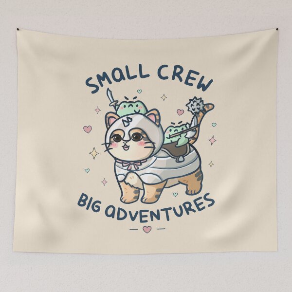 Item preview, Small Crew Big Adventures - Cute Frogs Riding War Cat designed and sold by ShyHomebodyClub.