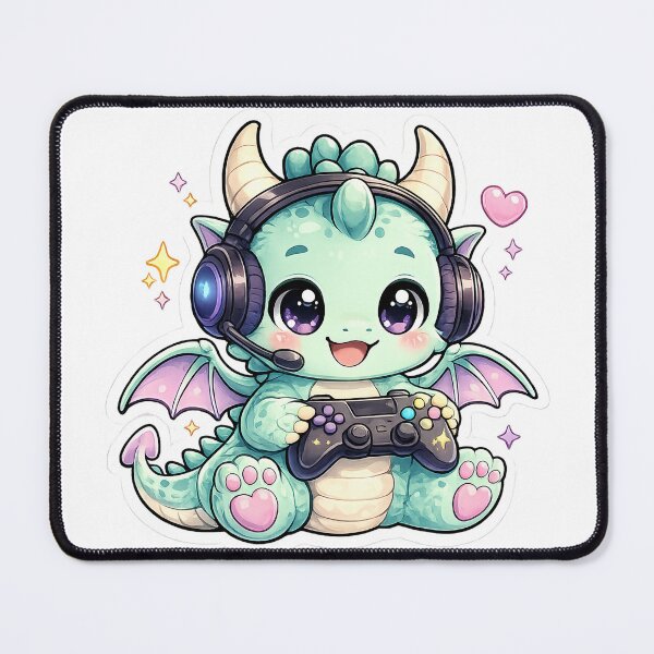 Item preview, Cute Baby Dragon Playing Video Games designed and sold by PixelMood Stickers.