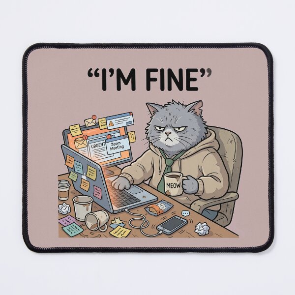 Item preview, Funny Grumpy Cat "I'm Fine" Work Stress Office Humor designed and sold by SoftAuraStudi0.