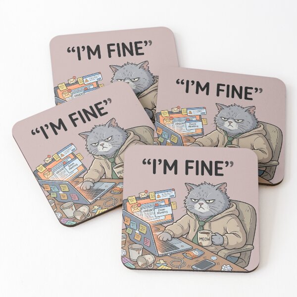 Item preview, Funny Grumpy Cat "I'm Fine" Work Stress Office Humor designed and sold by SoftAuraStudi0.