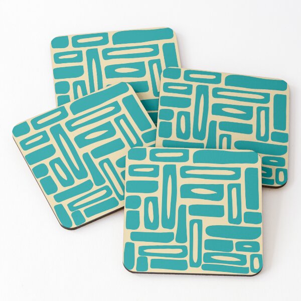 Item preview, Abstract composition in turquoise and creme E9 designed and sold by StefanStudioArt.