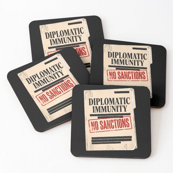 Item preview, Vintage Political Satire Diplomatic Immunity No Sanctions File Poster designed and sold by BikeRelaxStudio.