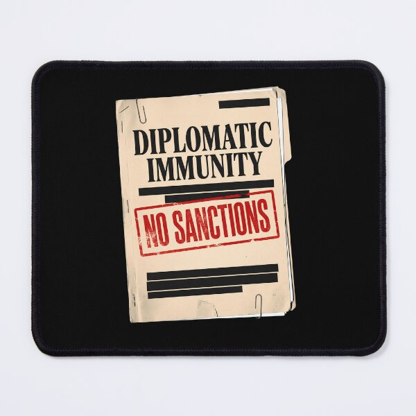 Item preview, Vintage Political Satire Diplomatic Immunity No Sanctions File Poster designed and sold by BikeRelaxStudio.