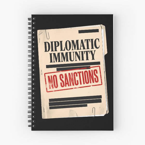 Item preview, Vintage Political Satire Diplomatic Immunity No Sanctions File Poster designed and sold by BikeRelaxStudio.