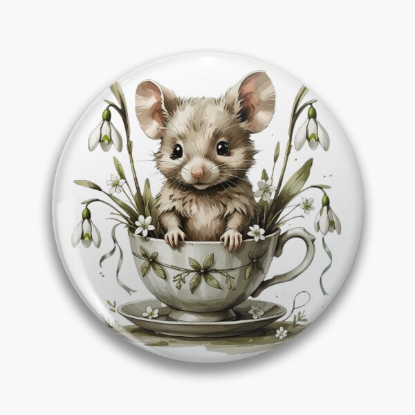 Item preview, Cute Woodland Mouse Teacup Snowdrop designed and sold by AQUILAKREO.
