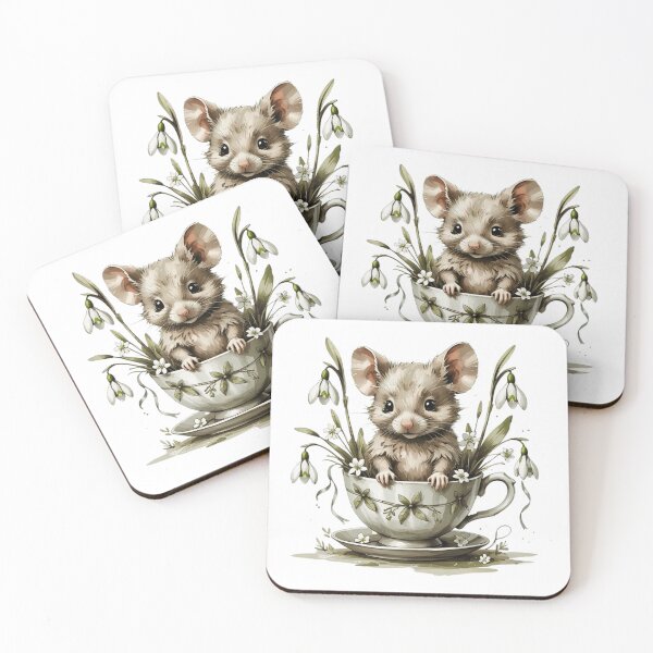 Item preview, Cute Woodland Mouse Teacup Snowdrop designed and sold by AQUILAKREO.