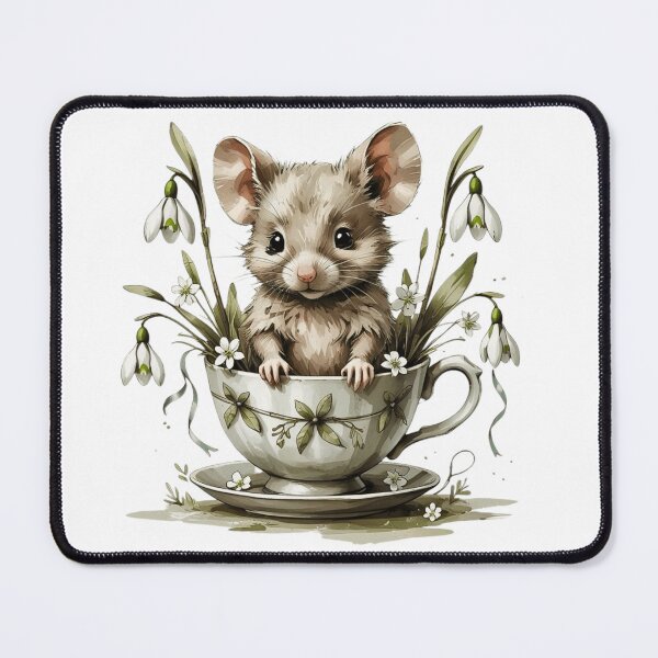 Item preview, Cute Woodland Mouse Teacup Snowdrop designed and sold by AQUILAKREO.