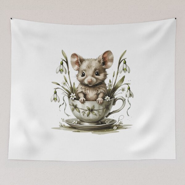 Item preview, Cute Woodland Mouse Teacup Snowdrop designed and sold by AQUILAKREO.