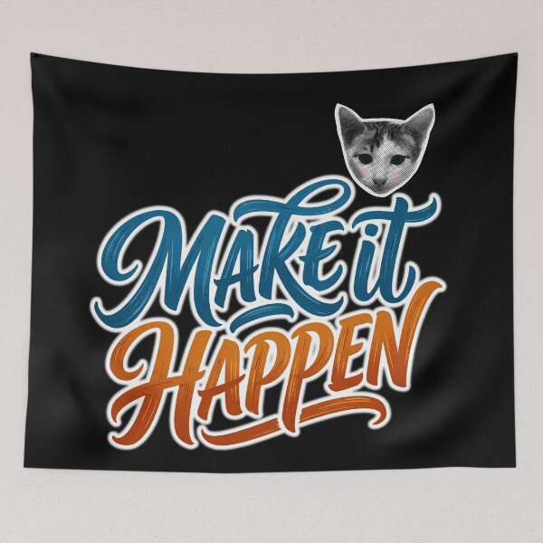 Item preview, Make It Happen Cat Motivational Quote Shirt – Positive Mindset Cat Lover Gift, Mental Health Awareness, Self Care, Inspirational Affirmation, Mental Wellness Typography designed and sold by Basma Designs | Retro, Kawaii Shirts & Stickers.