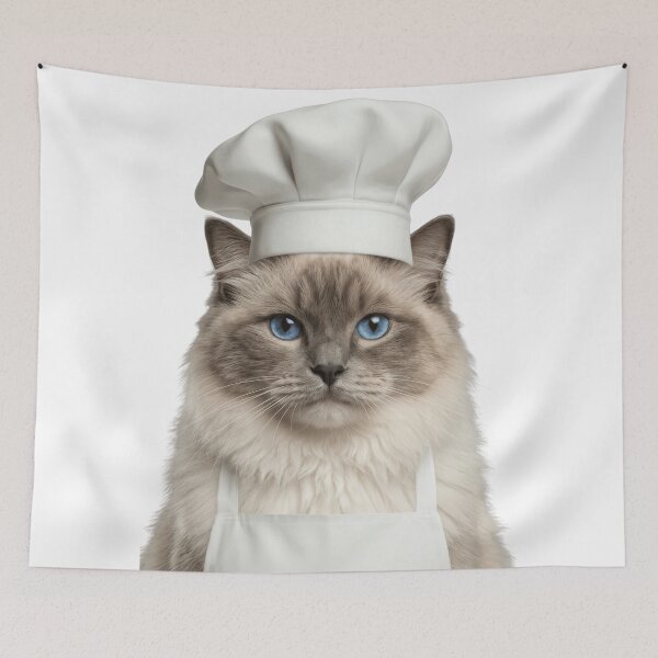 Item preview, Funny Ragdoll Cat Chef Realistic Animal Cooking Humor Art designed and sold by LazyOwlStore.