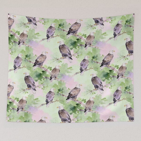 Item preview, Watercolor Bald Eagle Birds Pattern designed and sold by Thewissal.