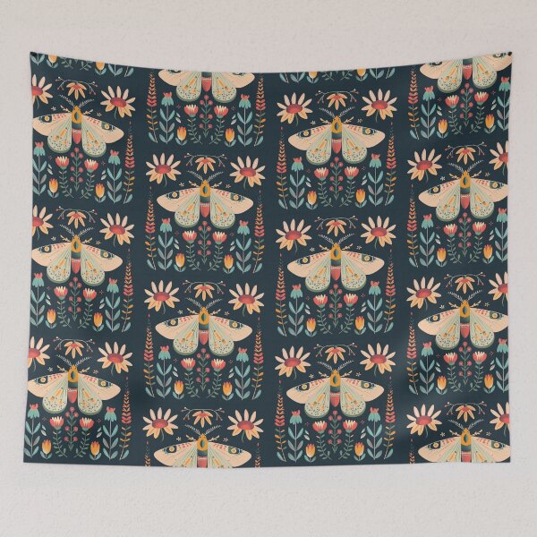 Item preview, Copy of Scandinavian Folk Art, Luna Moth With Flowers designed and sold by xiao xuans.