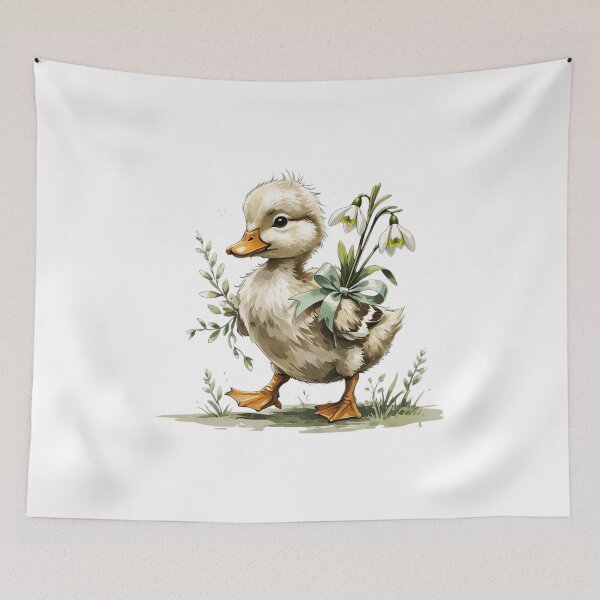 Item preview, Cute Woodland Duck Snowdrop Illustration designed and sold by AQUILAKREO.