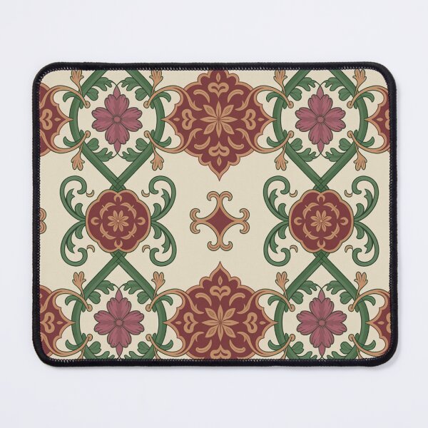 Item preview, Ornate Red Green Floral Medallion Pattern | Vintage Lattice Seamless Repeat designed and sold by Midnight Veil Designs.