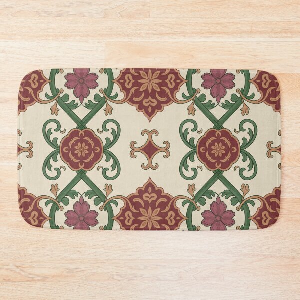 Item preview, Ornate Red Green Floral Medallion Pattern | Vintage Lattice Seamless Repeat designed and sold by Midnight Veil Designs.