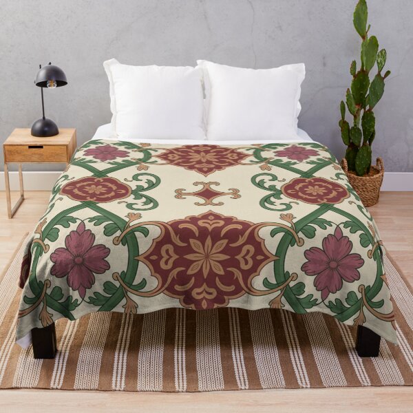 Item preview, Ornate Red Green Floral Medallion Pattern | Vintage Lattice Seamless Repeat designed and sold by Midnight Veil Designs.